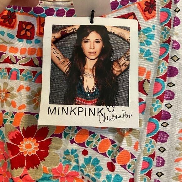 MINKPINK KOMBI LOVE TUNIC TEE/ MINI DRESS WITH FAUX LEATHER SLEEVES - Picture 8 of 11